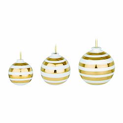 Sada 3 bielych keramických vianočných ozdôb na stromček s detailmi v zlatej farbe Kähler Design Omaggio